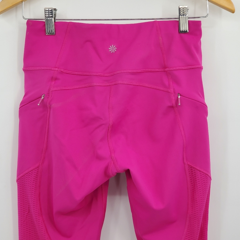 ◇◇ Athleta Mesh Power Contender Capri Leggings Electric Fuschia Size Size Small - Picture 9 of 12